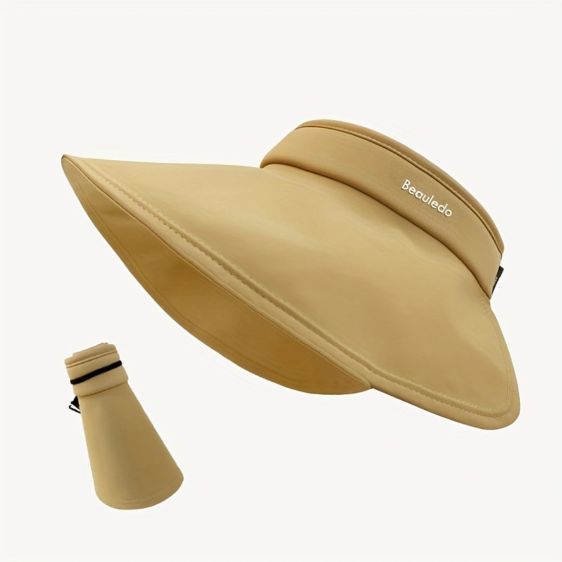 Wide Brim Foldable Visor Hat Solid UV Protection Sun Hat