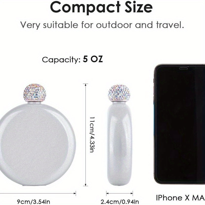 5oz Stainless Steel Wine Bottle Flask Crystal Lid Gift