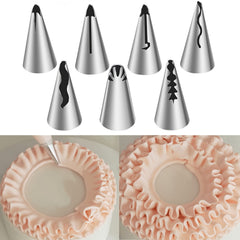 7pcs Pleated Skirt Tube Nozzle Set for Pastry Baking