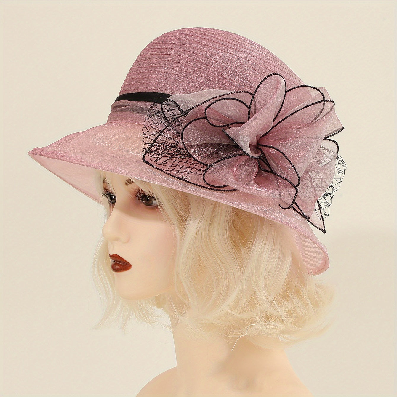 French Style Gauze Bucket Hat Mesh Organza Derby Hat Lightweight Sun Hats