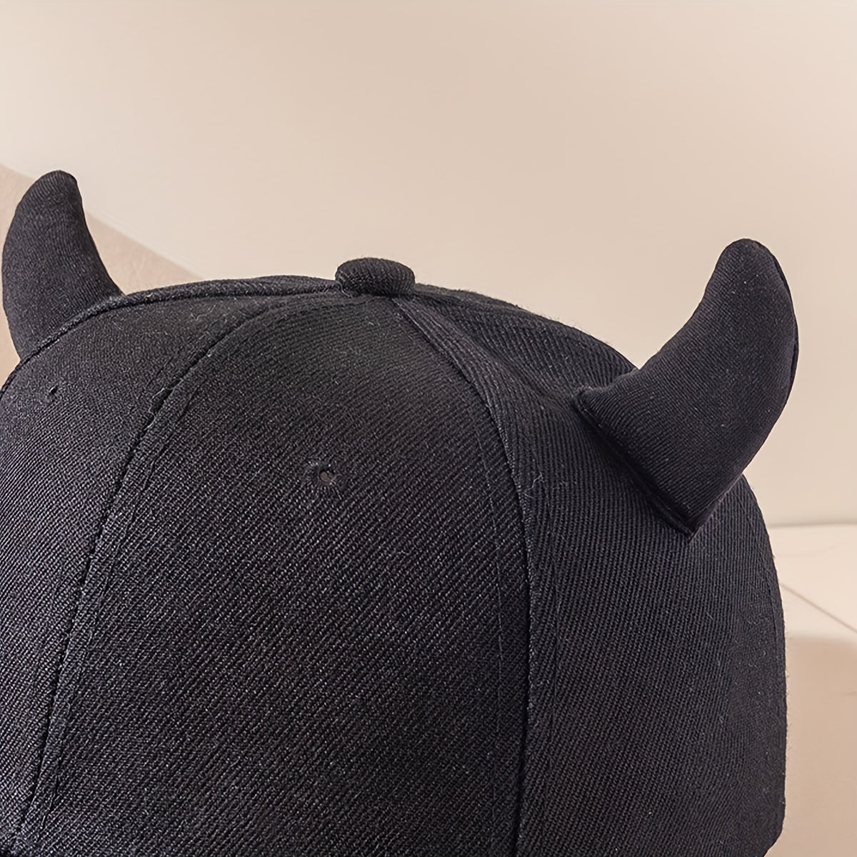 Unisex Sunshade Curved Brim Baseball Cap With Cow Horn