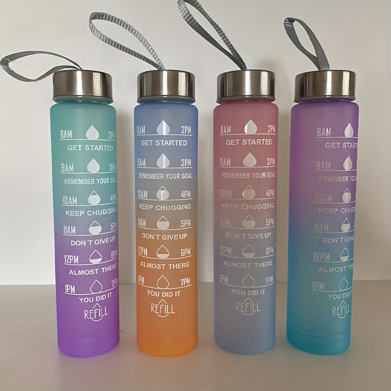 Leakproof 300ml 750ml Gradient Water Bottle with Time Mark and Straw BPA-Free