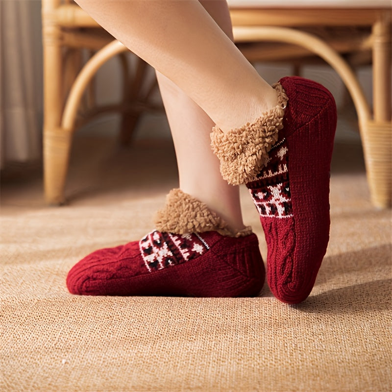 Plush Lined Socks Soft & Warm Low Cut Floor Socks Women's