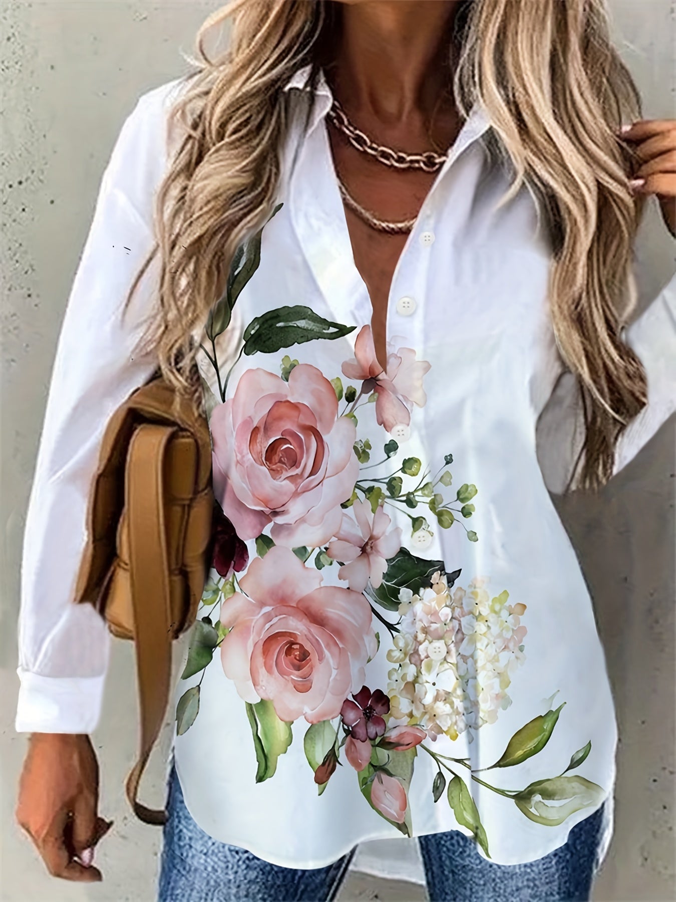 Floral Print Button Up Shirt