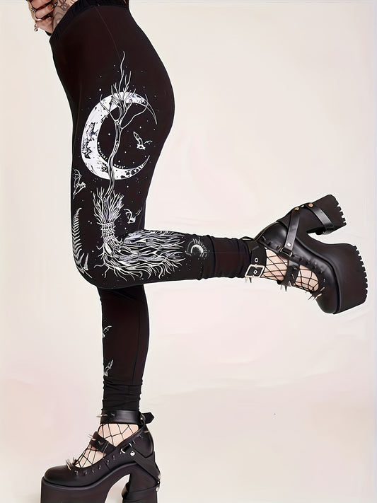  Halloween Graphic Print Leggings Medium Stretch