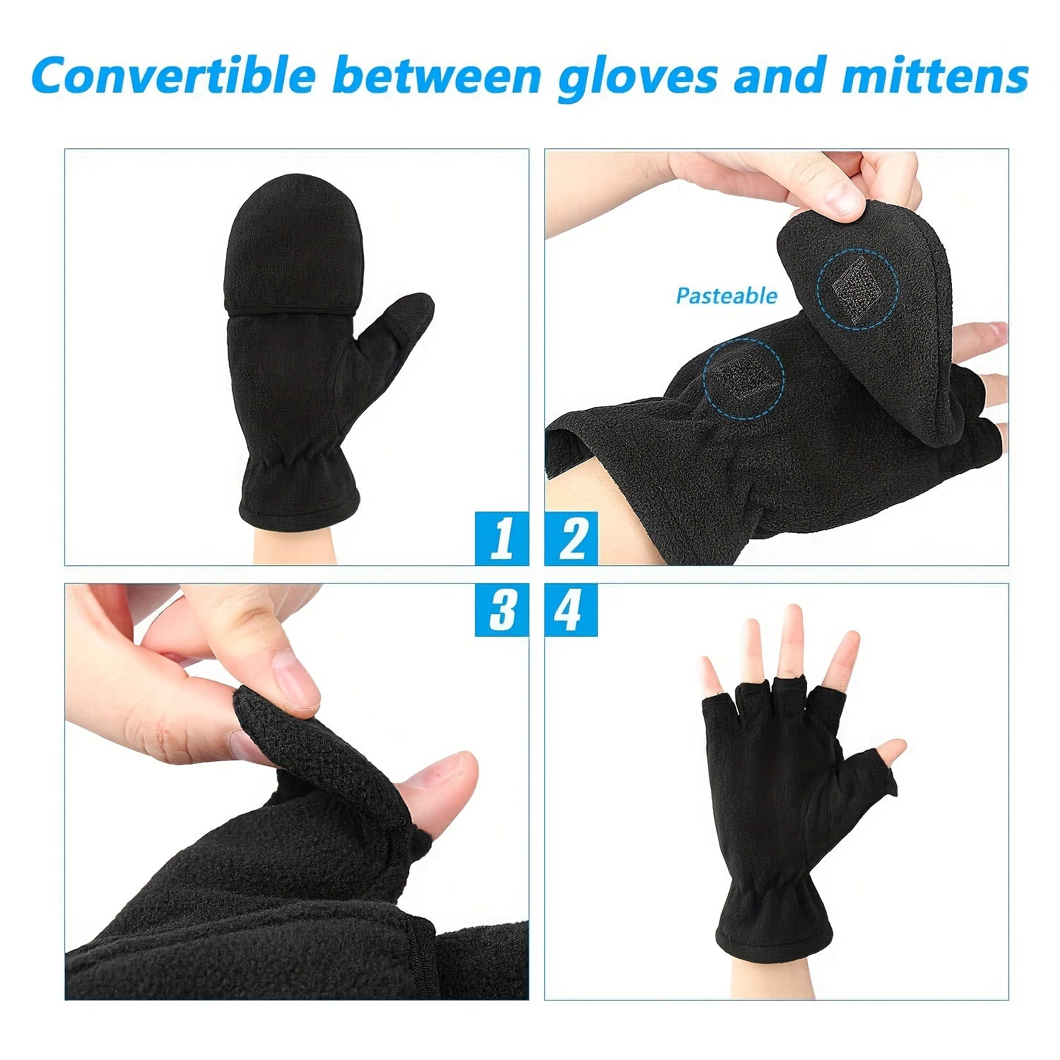 Polar Fleece Half Finger Gloves for Outdoor Activities