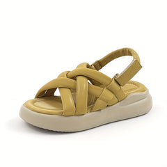 Women's Cross Strap Slip on Sandals Hook & Loop Fastener Beach Sandals