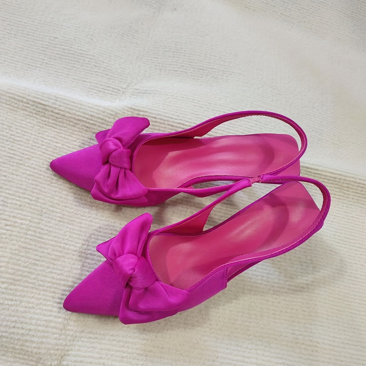 Women's Bowknot Slingback Heels Slip On Shoes