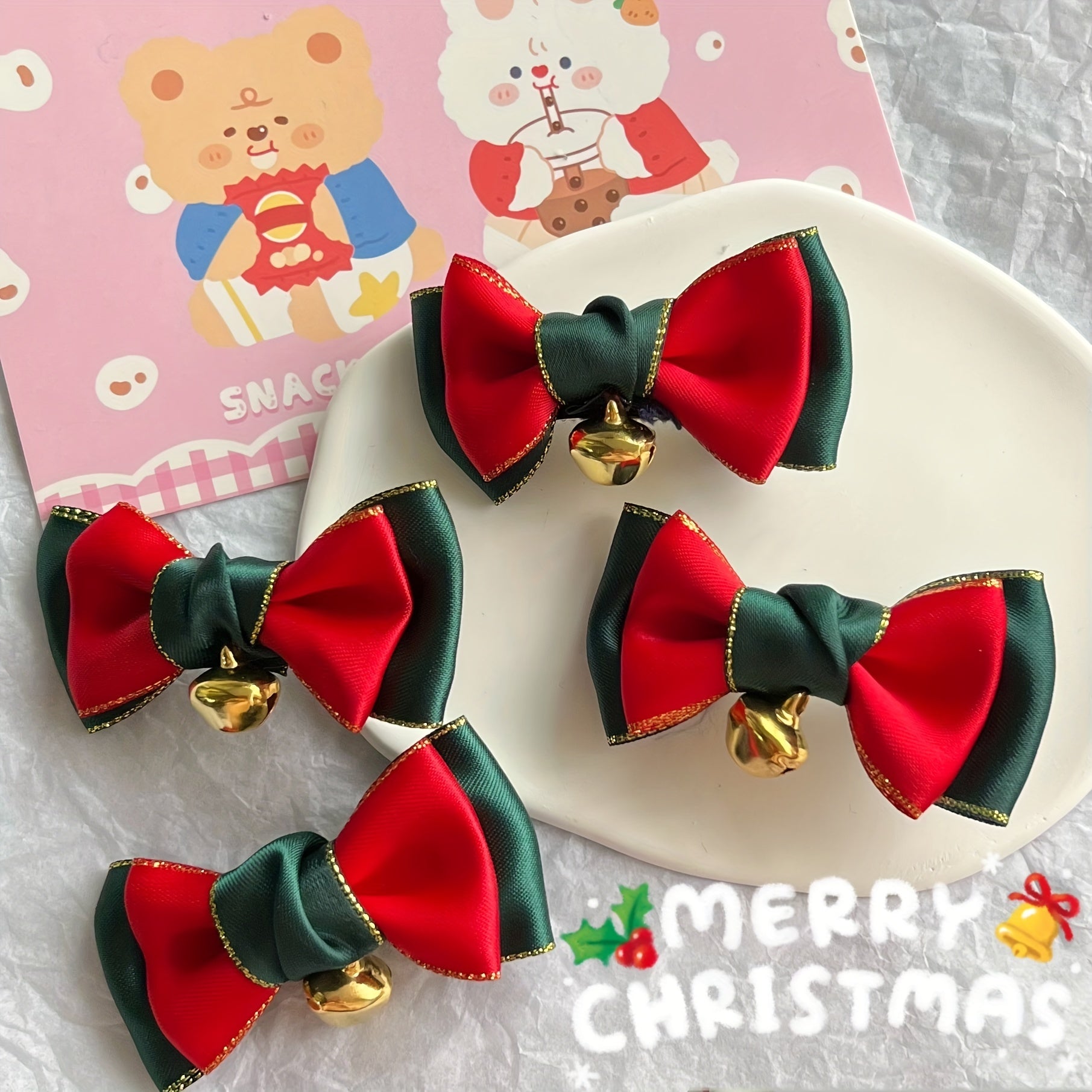 30pcs Christmas Bow Bell Decoration Handicraft Accessories Clothing Accessories