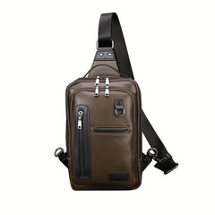 Men's Leather Crossbody Bag Vintage Chest Bag Large Capacity Satchel
