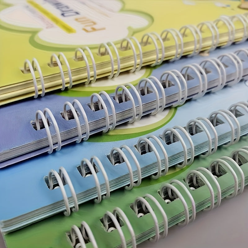 Educational Exercise Books with Groove Templates for Math and Letters Practice