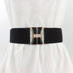 Geometric Buckle Girdle Elastic Wide Waistband for Women