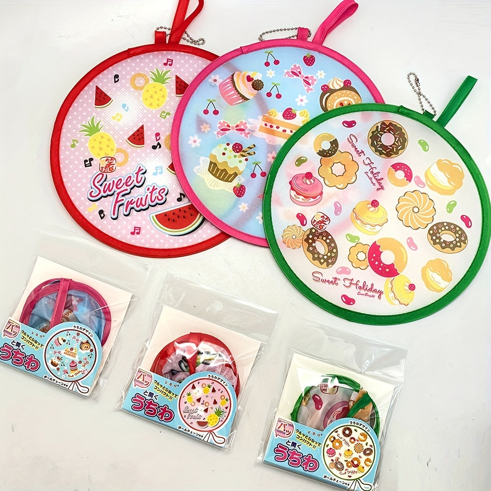 Cartoon Print Fan Portable Carry on Small Fan Gift For Girls