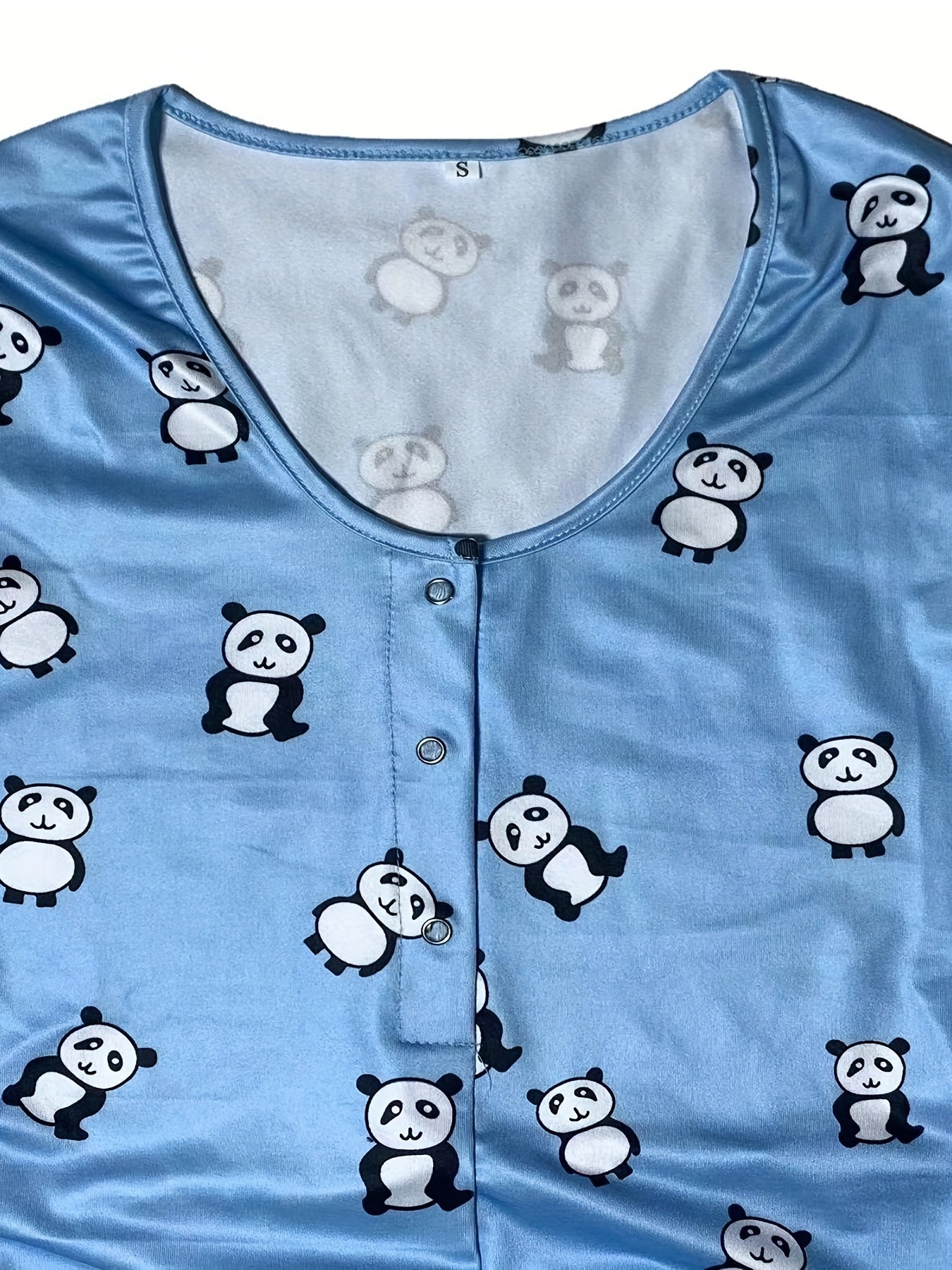 Panda Print Lounge Bodysuit Short Sleeve Romper