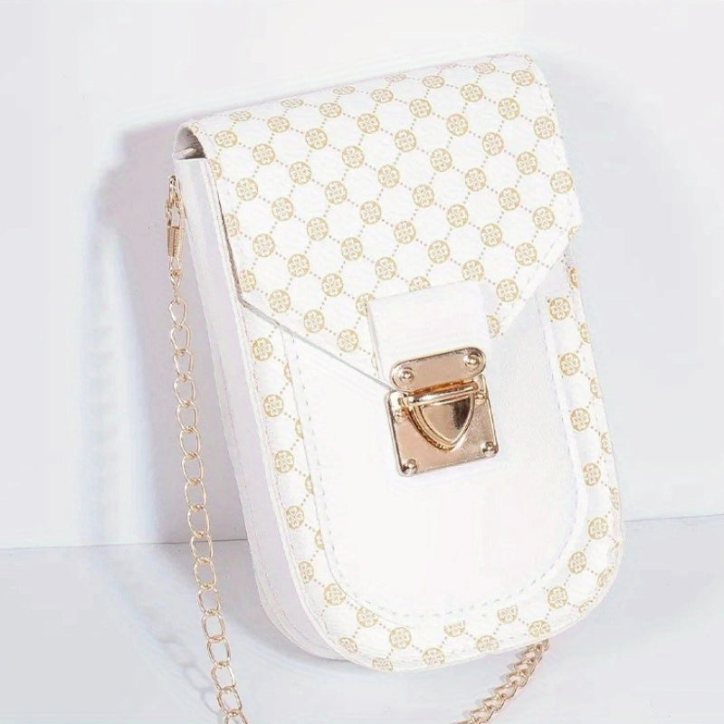 Shamrock Graphic Flap Shoulder Bag Chain Crossbody Phone Storage Bag