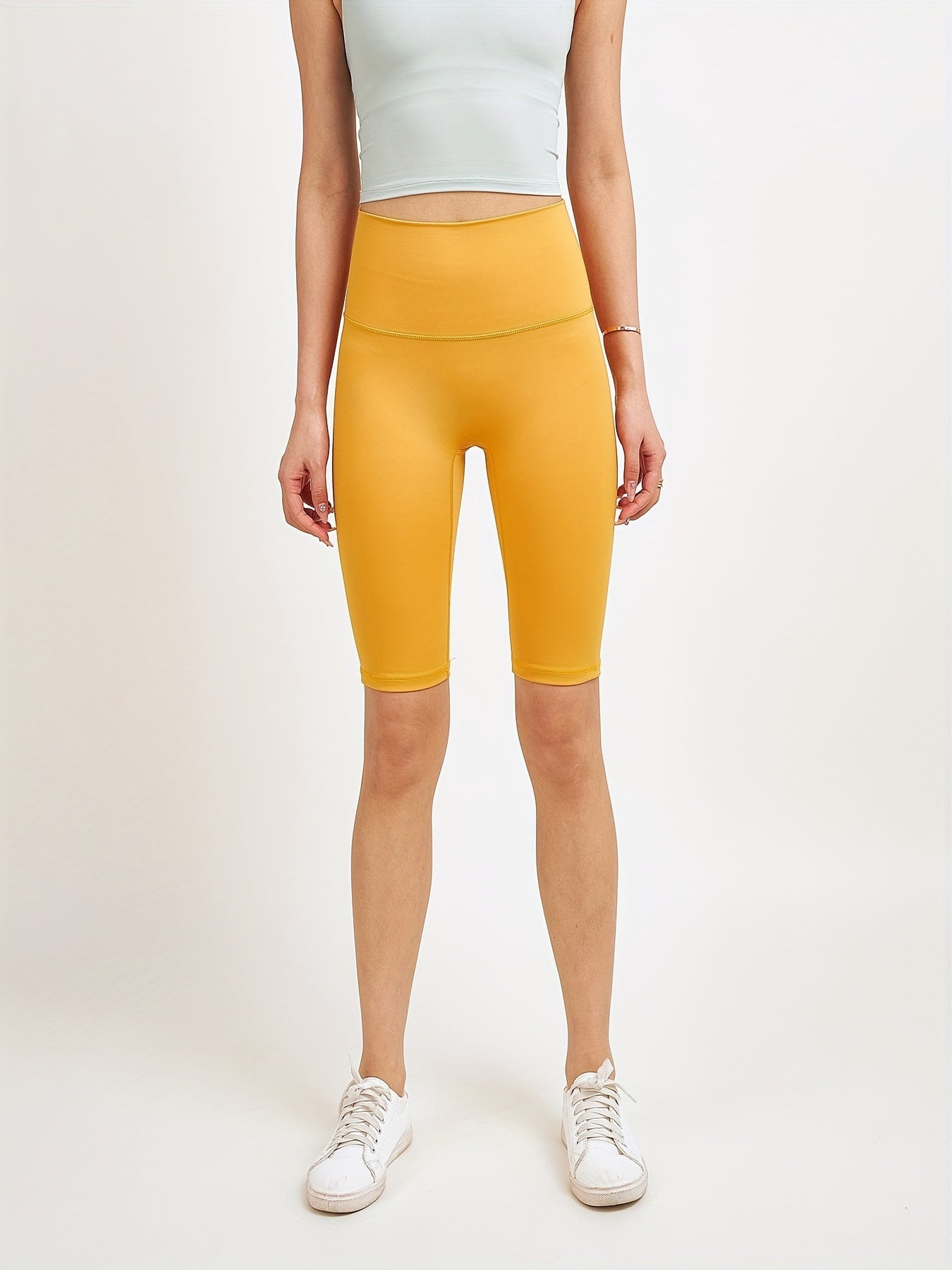 Solid Yoga Shorts High Stretch Running Fitness Sports Shorts
