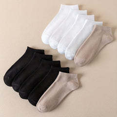 10 Pairs Solid Ankle Socks Comfy & Breathable Women's Stockings