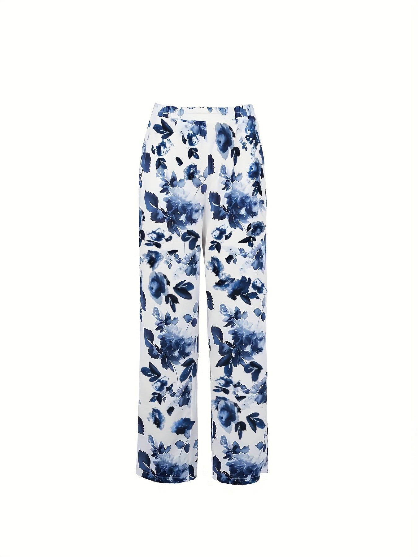  Tie Dye Floral Print High Rise Pants With Pockets