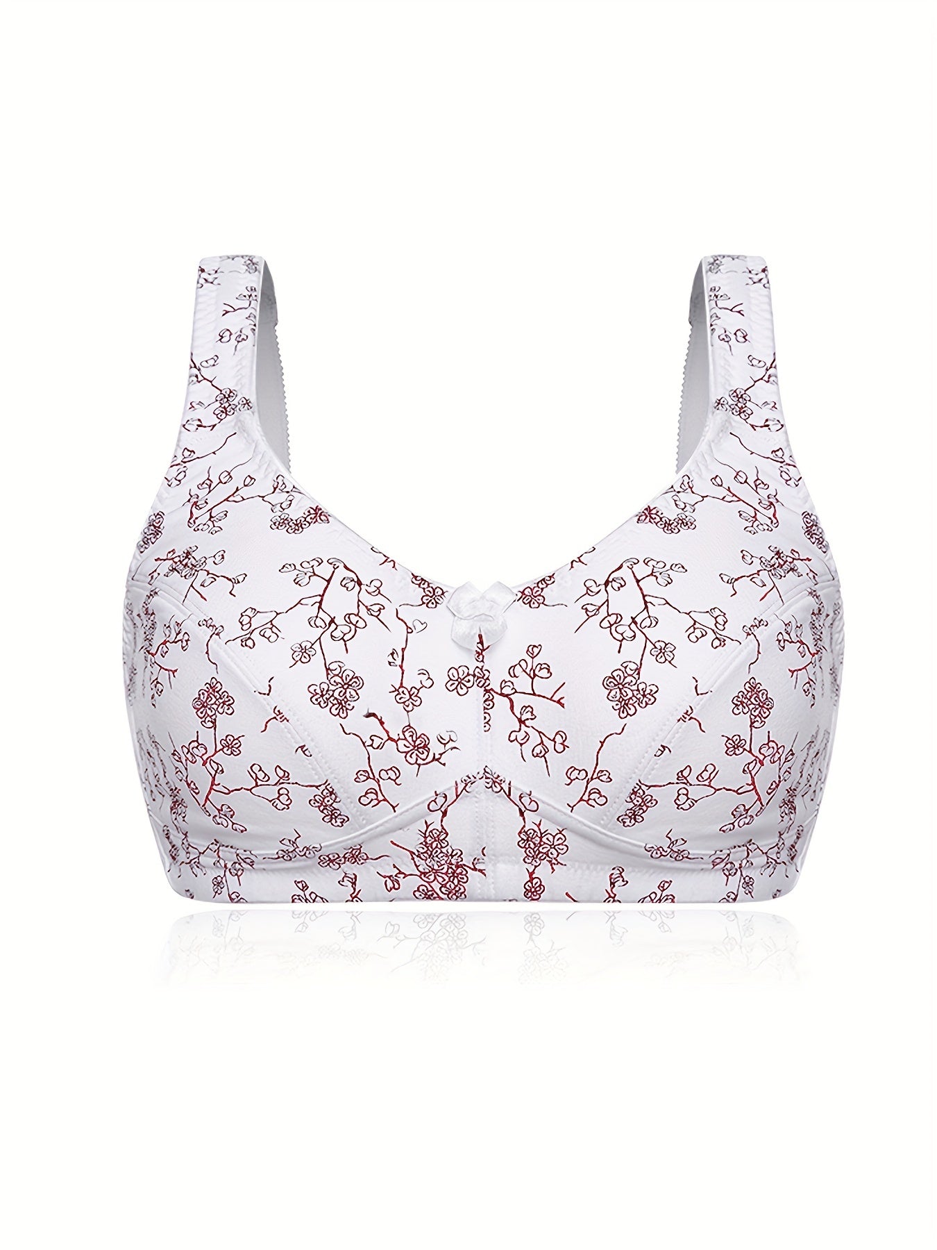 Floral Print Full Coverage Bra Soft Wireless Intimates Women's Lingerie