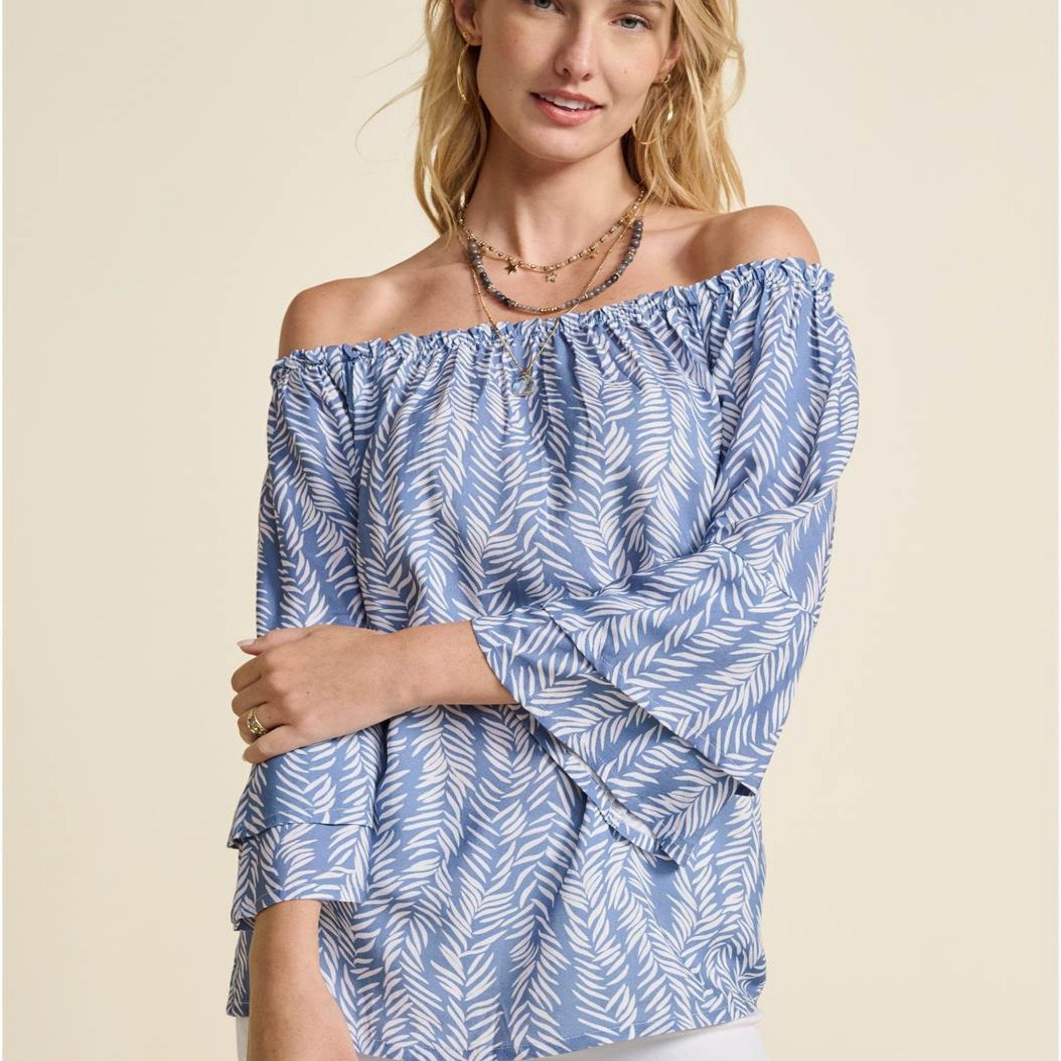 Off Shoulder Blouse Layered Flare Sleeve Spring Summer