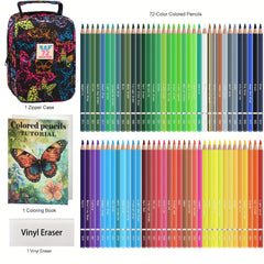 72 Colored Pencils Set with Floral & Butterfly Pouch