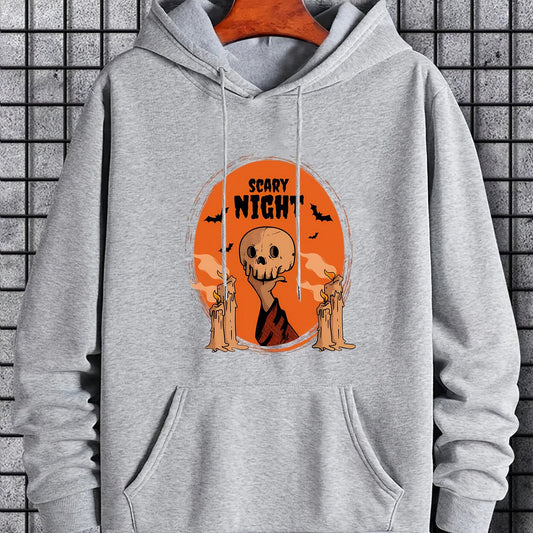 Cartoon Skull Graphic Hoodie Halloween Style Hooded Shirt