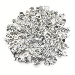 120pcs Antique Silver/Gold Clasps Connector Bail Tube Beads for DIY Jewelry