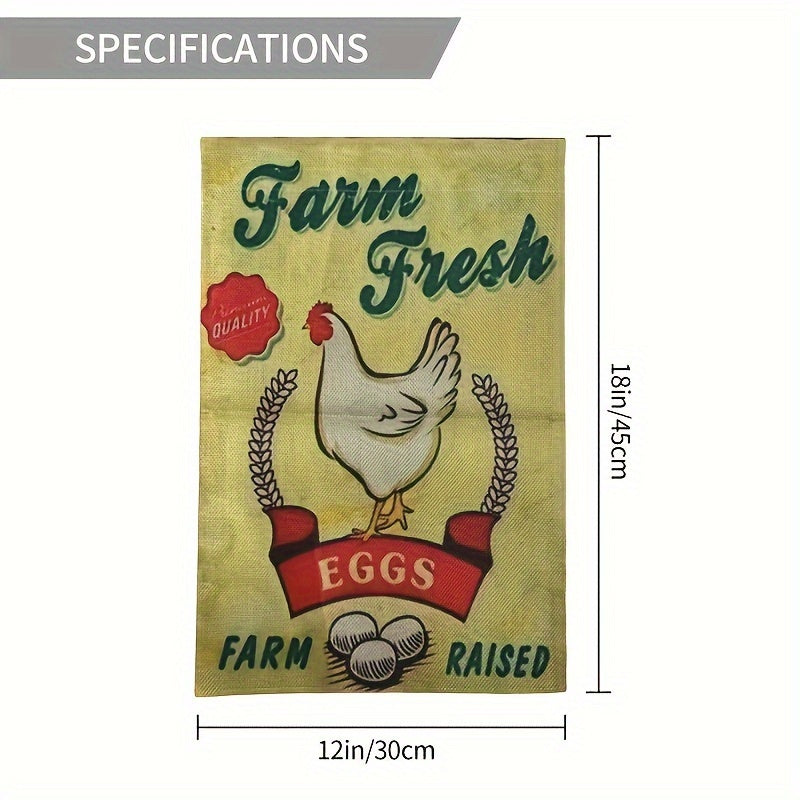 Cartoon Chicken Farm Garden Flag Double Sided Summer Burlap Outdoor Decor