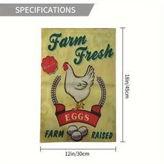 Cartoon Chicken Farm Garden Flag Double Sided Summer Burlap Outdoor Decor