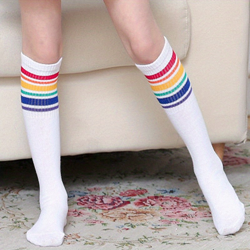 Colorful Striped Knit Socks for Girls