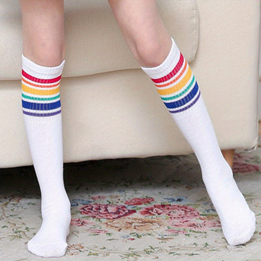 Colorful Striped Knit Socks for Girls