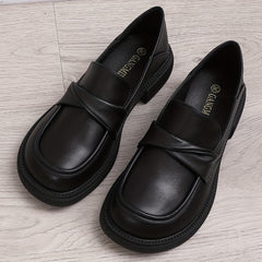 Women's Strap Flat Loafers Round Toe Faux Leather Slip On Shoes