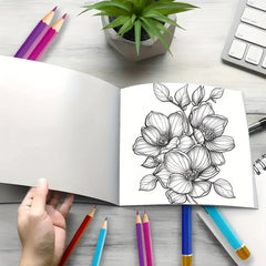 Coloring Book Blooming Flowers Clear Lines & Patterns Gift for Friends