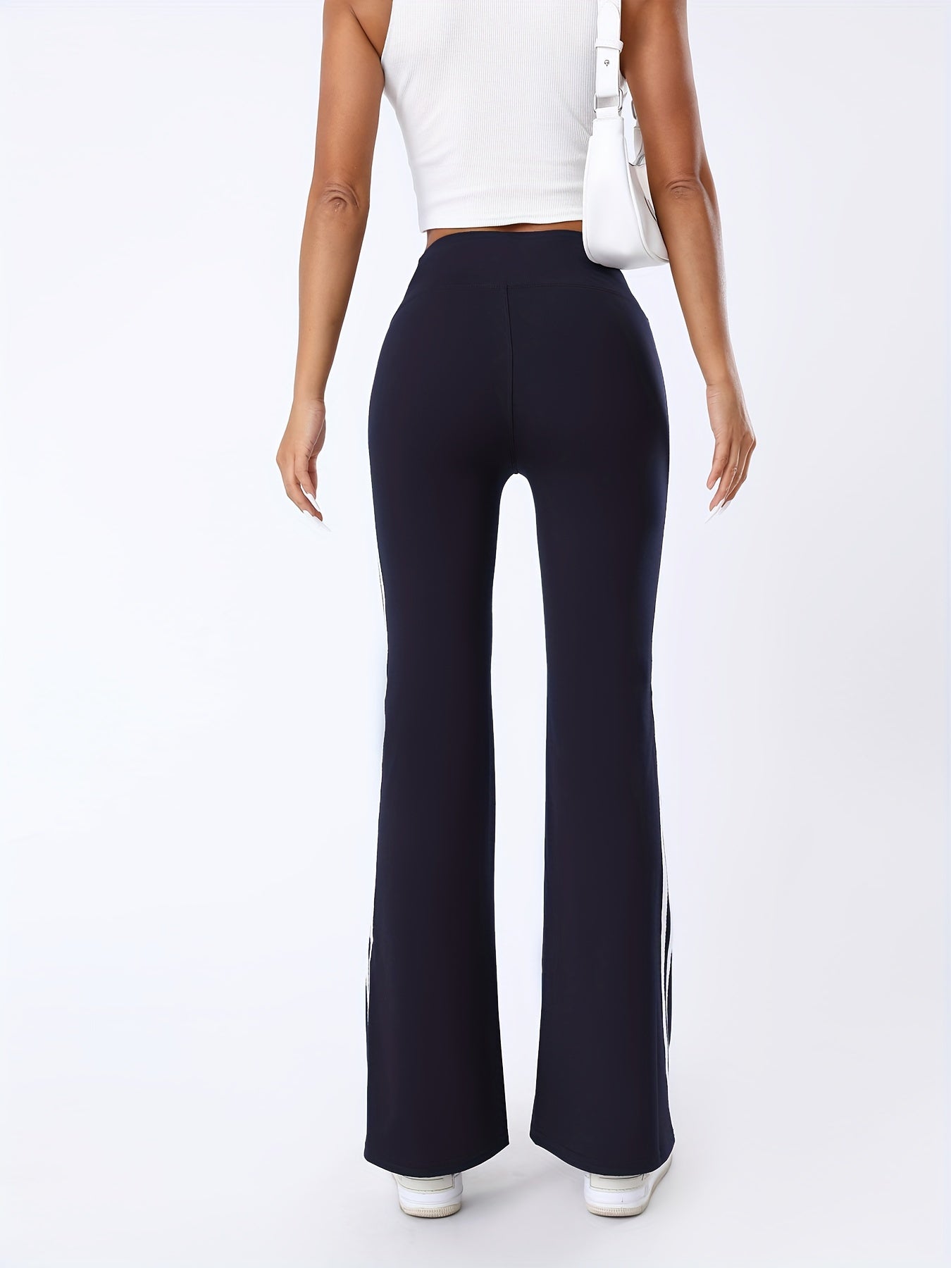 Striped Flare Yoga Pants High Waist Bootcut Fitness Pants