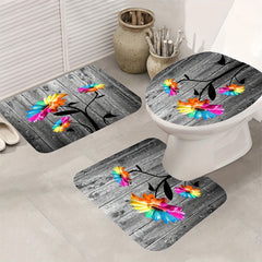 Seven Colored Flower Shower Curtain Set