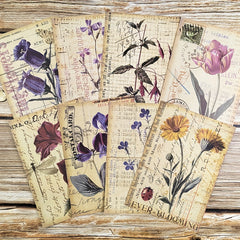 8pcs Vintage Botanical Flower Plants Nature Scrapbook Papers DIY Crafts