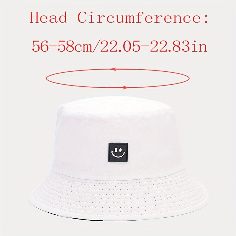 1pc Versatile Bucket Hat Double Sided Smile Face Cow Pattern Sun Hat