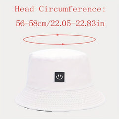 1pc Versatile Bucket Hat Double Sided Smile Face Cow Pattern Sun Hat