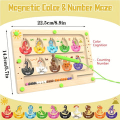 Wooden Dinosaur Magnetic Maze Number Puzzle Toy