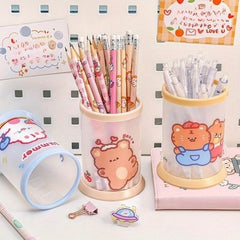 Creative Round Folding Pen Holder Small Fresh Stationery Storage Box