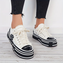 Women's Canvas Lace Up Platform Sneakers