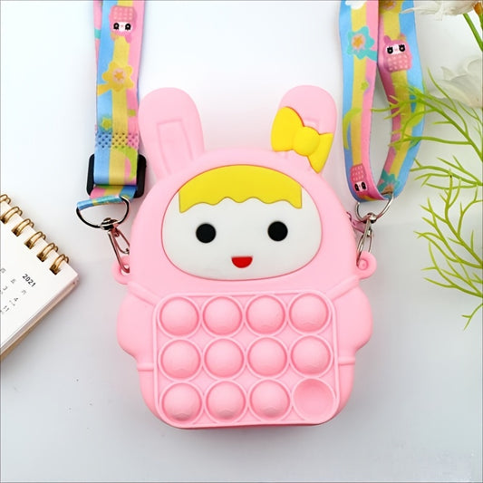 Funny Rabbit Shape Rainbow Crossbody Bag with Colorful Strap
