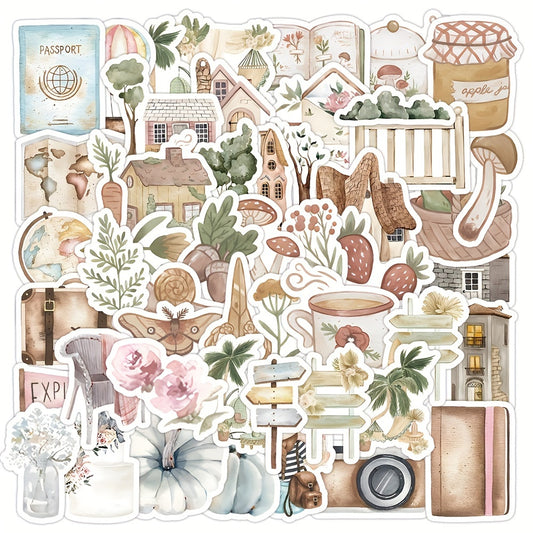 60 Pastoral Scenery Waterproof Stickers for Wall Car Book Luggage