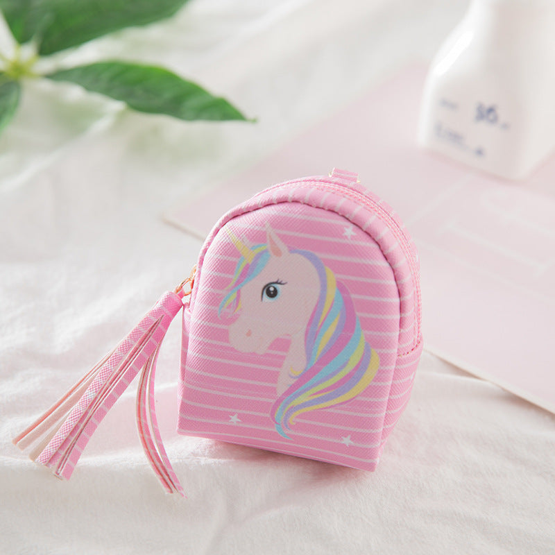 Girls Cartoon Unicorn Print Coin Purse Bag Key Pendant for Kids
