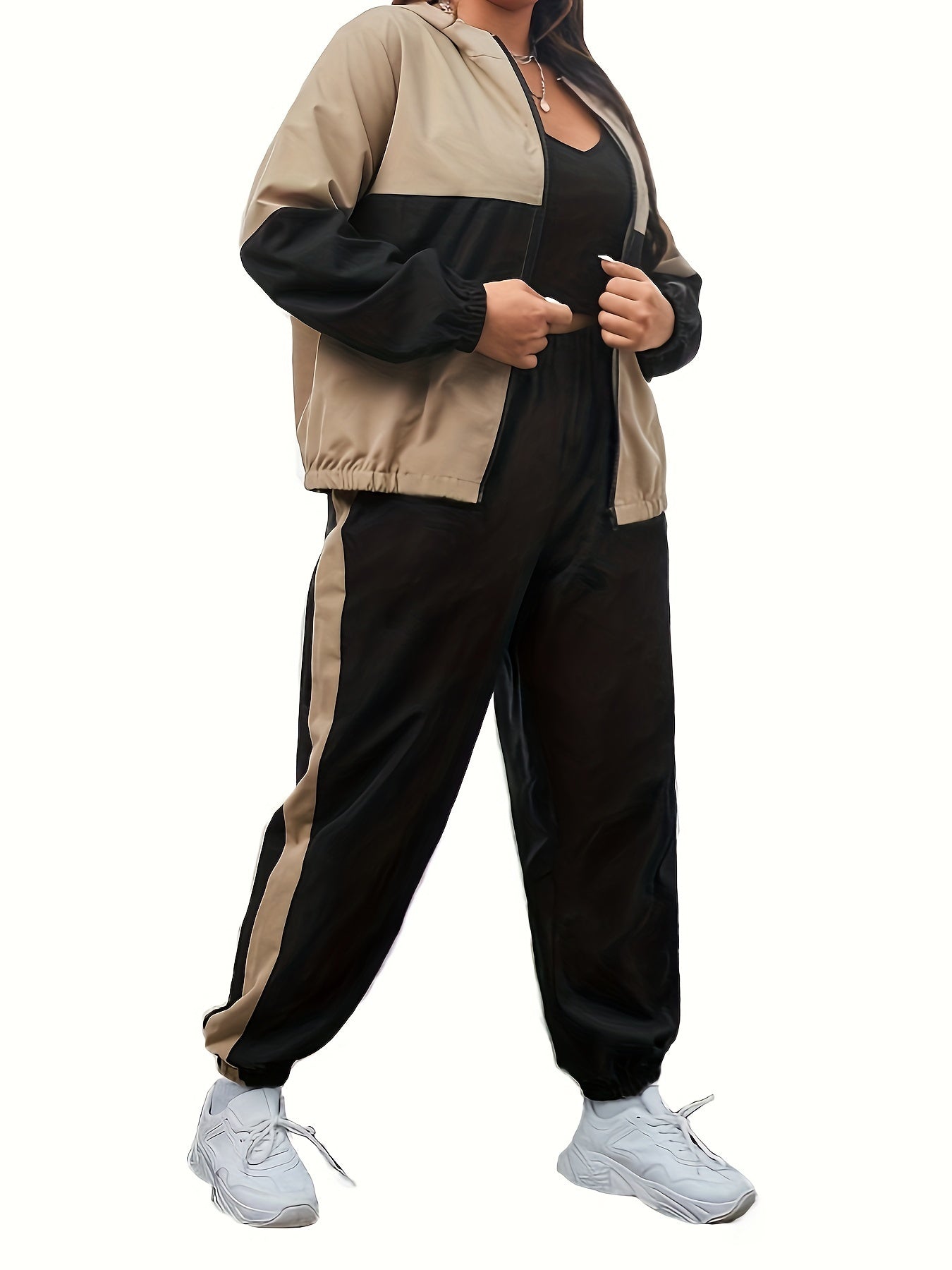  Colorblock Zip Up Hoodie & Pants Set