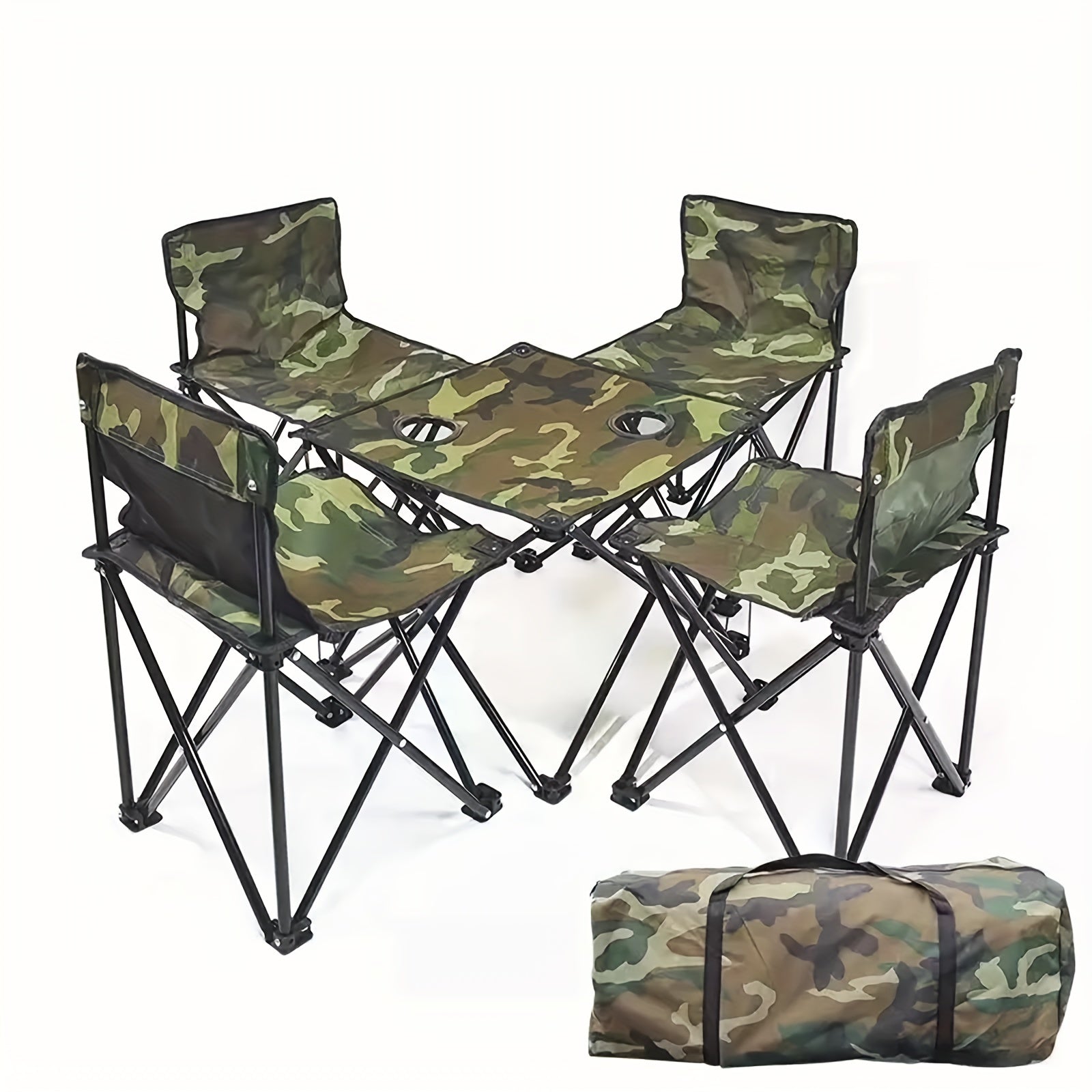 5pcs Outdoor Camping Table And Chair Set Portable Folding Table And Chair