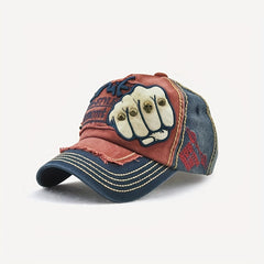 Cotton Sunshade Embroidered Fist Rivet Baseball Cap for Men