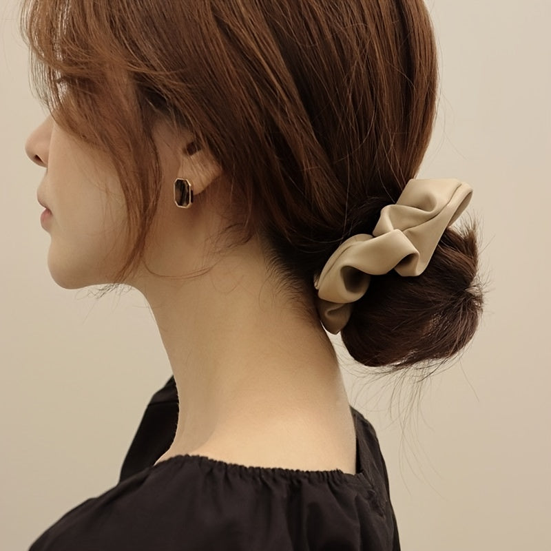 Leather Hair Scrunchies Ponytail Holders Thick Hair Bands Elastic Ties