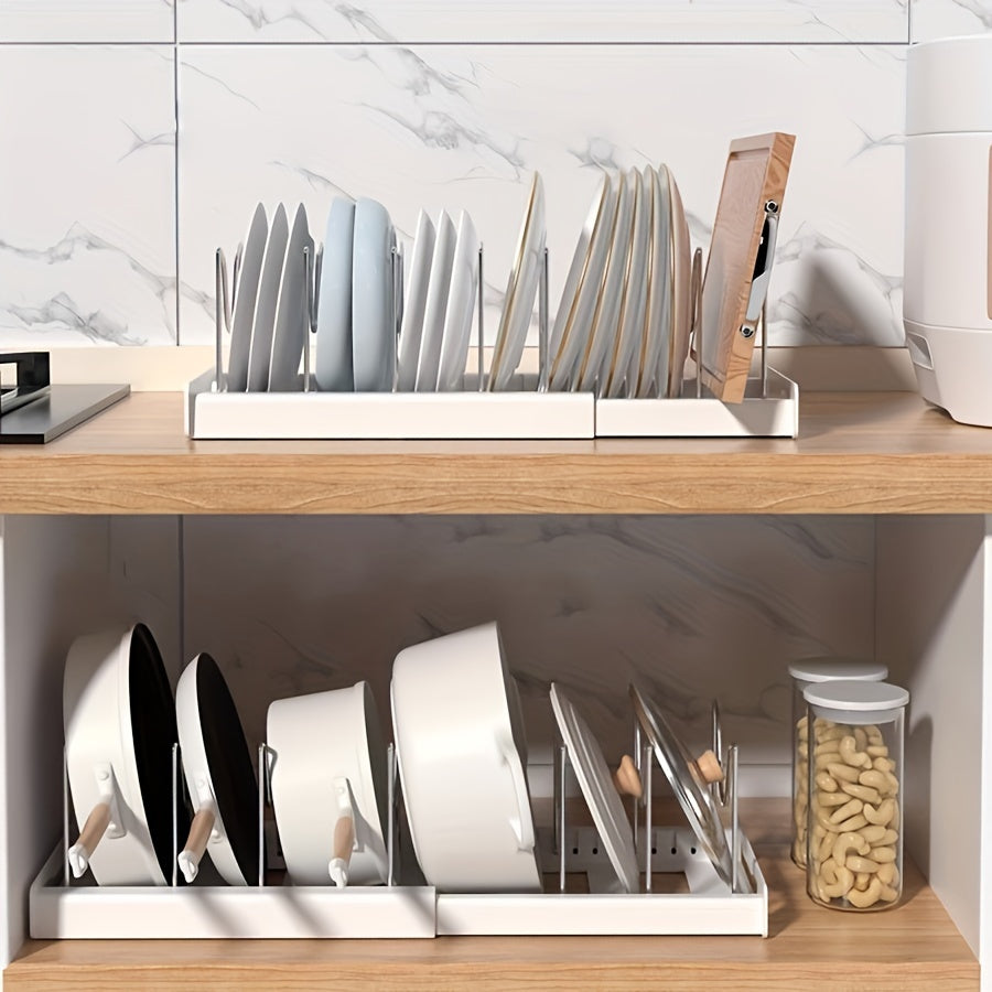 Kitchenware Organizer Shelf w/ Pot Lid Holder Utensil Rack Drawer
