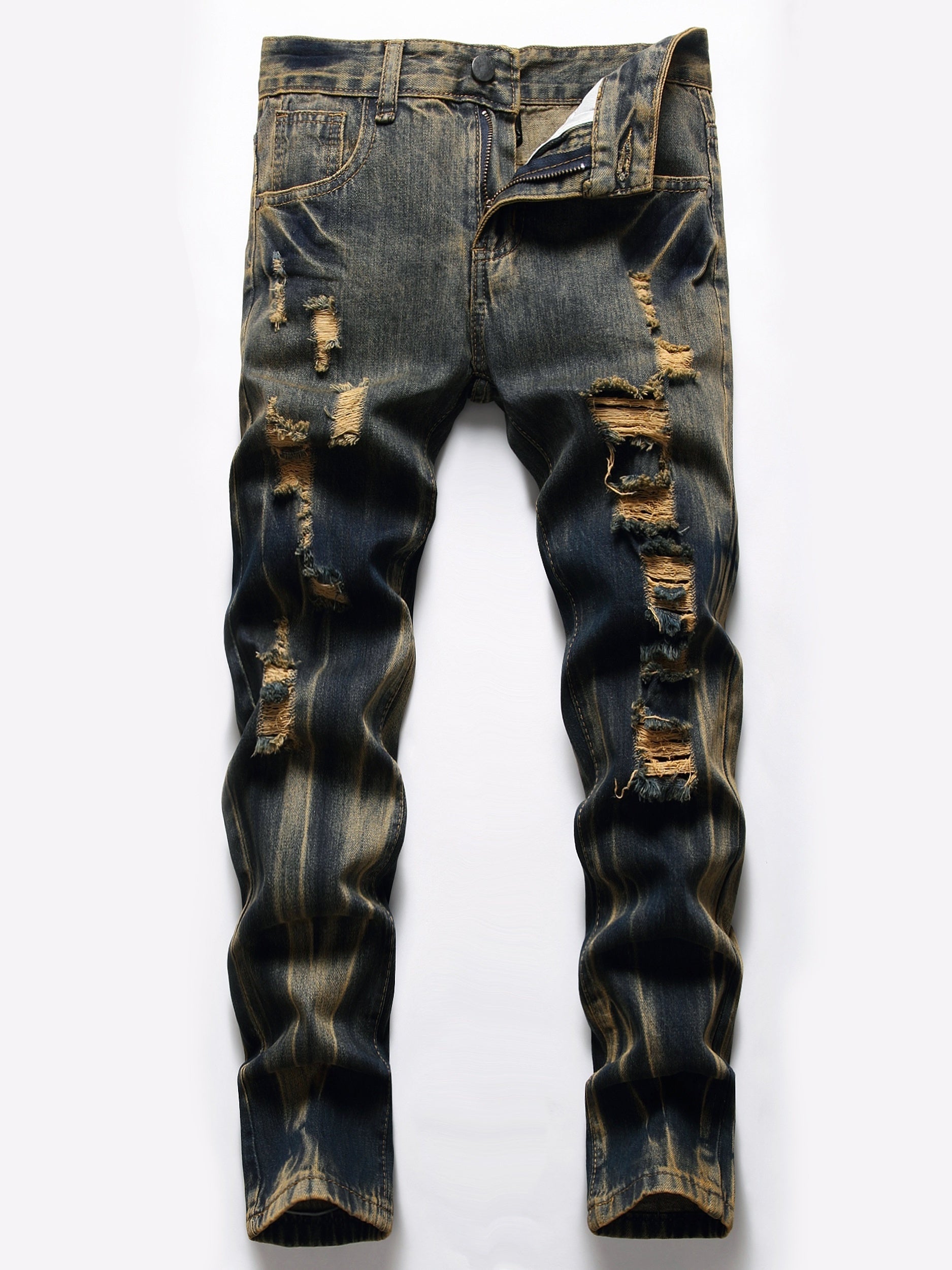 Boys Ripped Denim Jeans Straight Pants Casual Kids Clothes